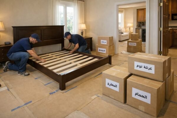 إعادة تركيب سرير واسترجاع كراتين داخل شقة بالعديلية