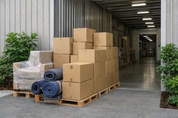 أثاث منزلي مغلف وجاهز للتخزين أثناء الترميم في الكويت