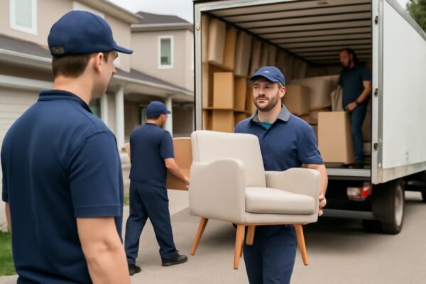 فريق عمل يصل لمنزل العميل لاستلام الأثاث